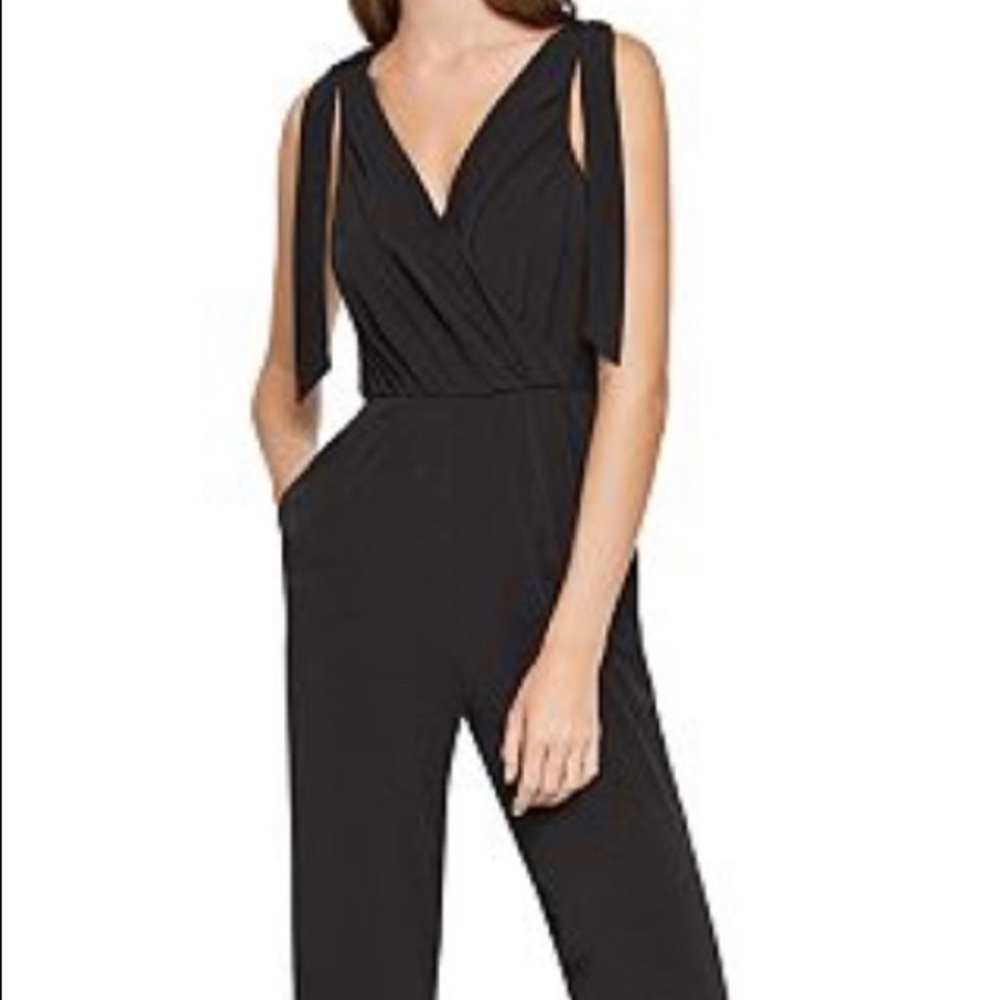 BCBGeneration Tie Detail Crossover Jumpsuit, black, size: small. Brand new!